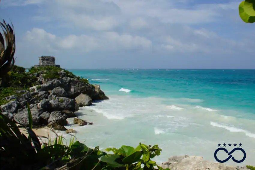Tulum archaeological ruins overlooking the Caribbean Sea.